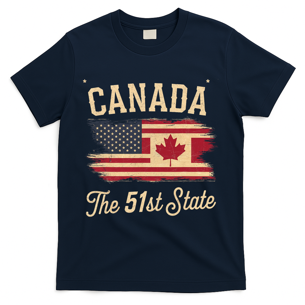 Canada The 51 State Trump Canada U.S State Funny T-Shirt - Navy
