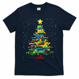 Christmaschristmas Tree Block Tree Block Brick Building Xmas Master Builder T-Shirt - Navy Blue