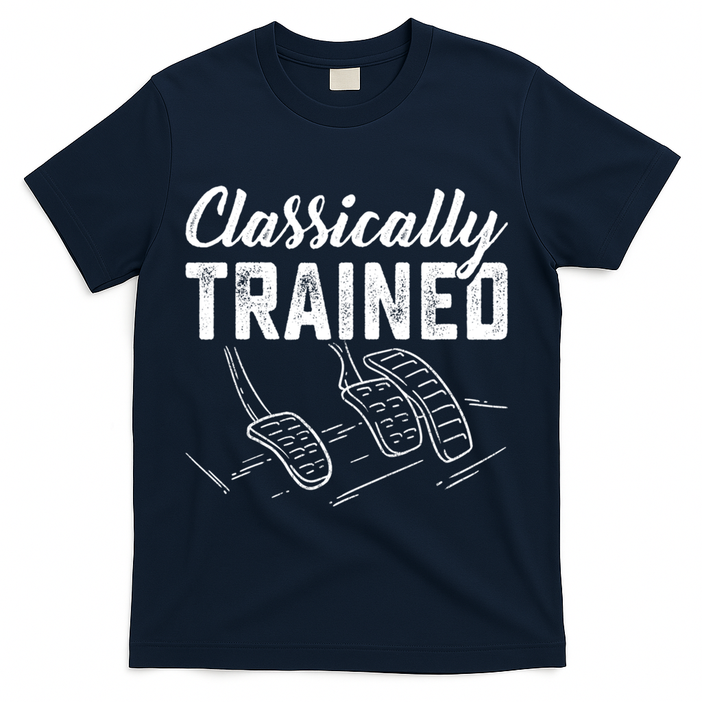 Classically Trained Car Pedals Driving T-Shirt - Navy