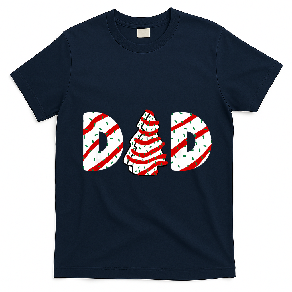 Christmas Tree Cake Matching Family Party Pajama Dad T-Shirt - Navy Blue