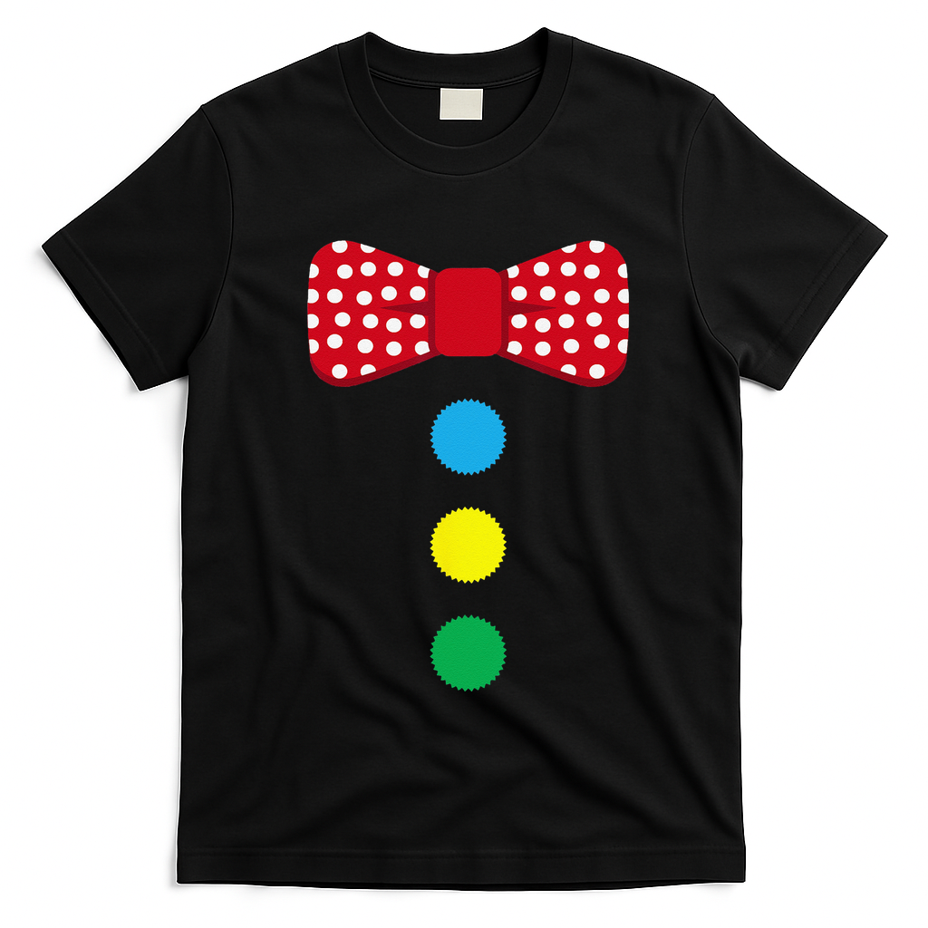 Clown Tie Costume Circus Rainbow Halloween Carnival T-Shirt - Black