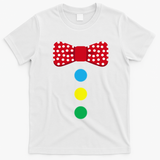 Clown Tie Costume Circus Rainbow Halloween Carnival T-Shirt - White