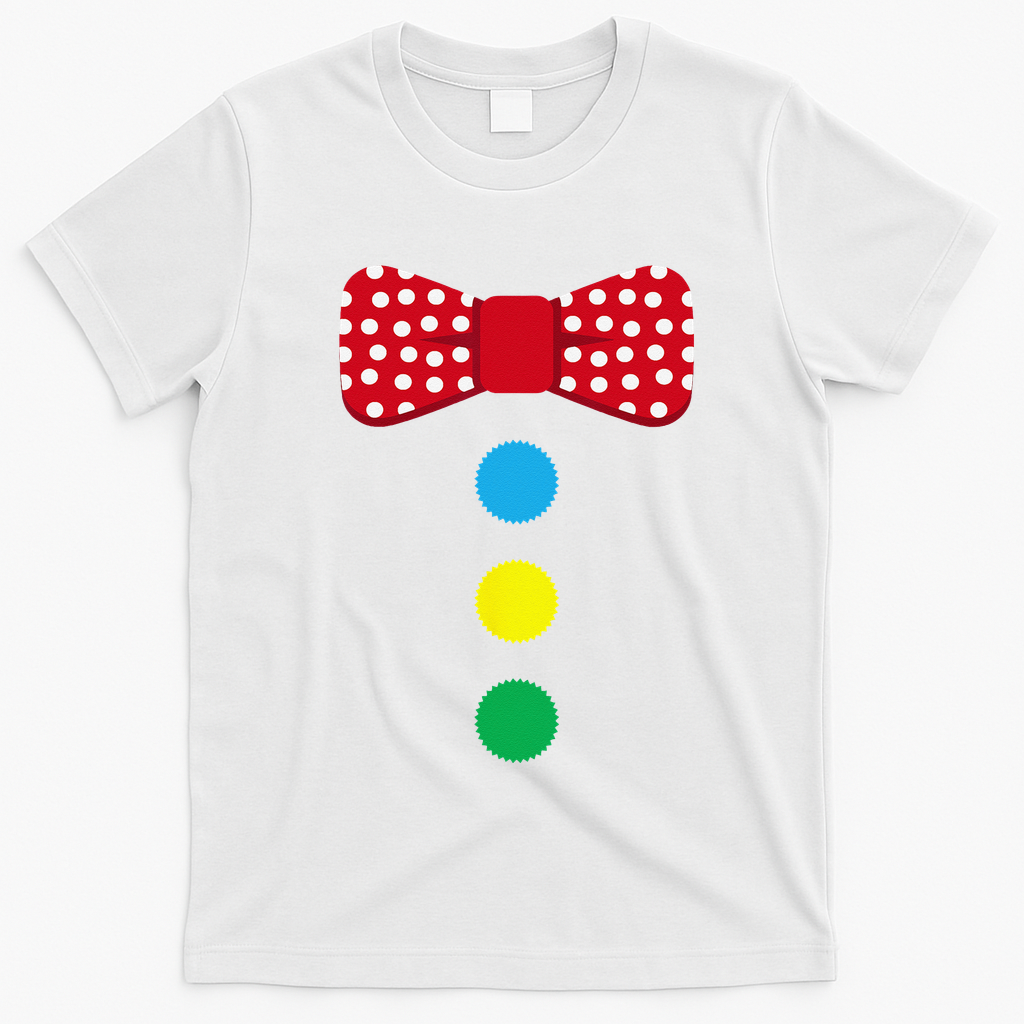 Clown Tie Costume Circus Rainbow Halloween Carnival T-Shirt - White