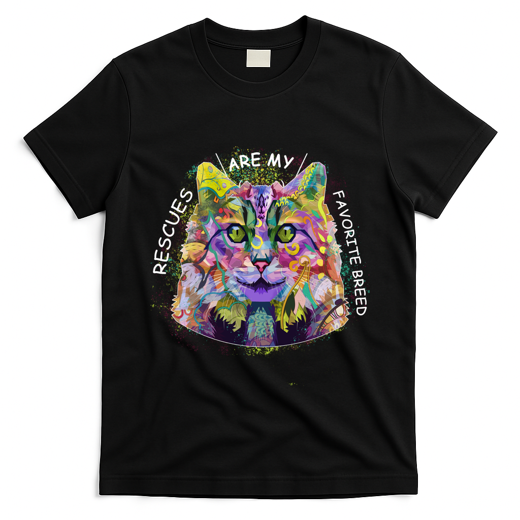 Colorful Texture Cat Rescues Are My Favorite T-Shirt