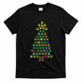 Christmas Tree Dog Paws Christmas Lights T-Shirt - Black