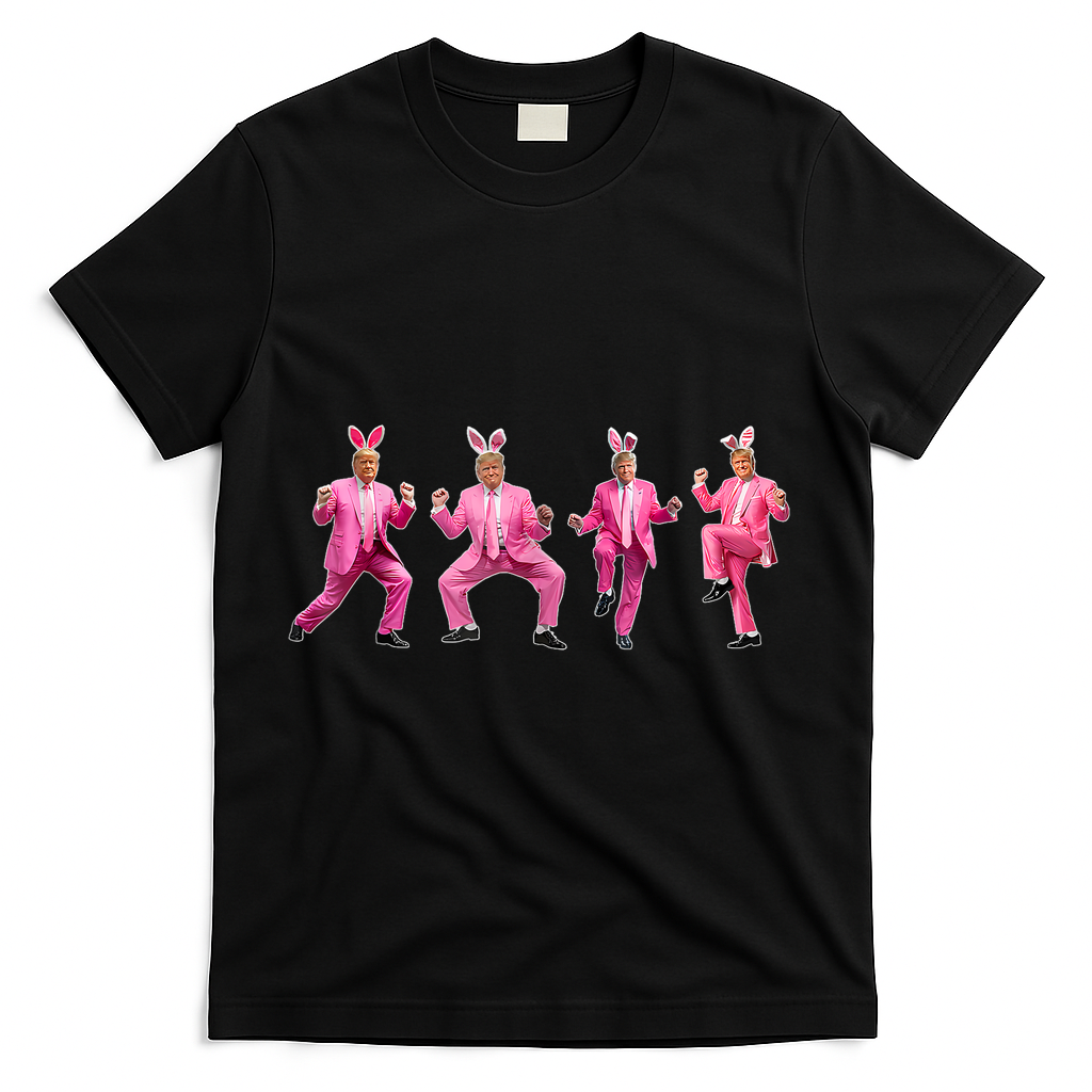 Cute Trump Dance Easter Day Bunny Funny Trump Easter Day T-Shirt - Black