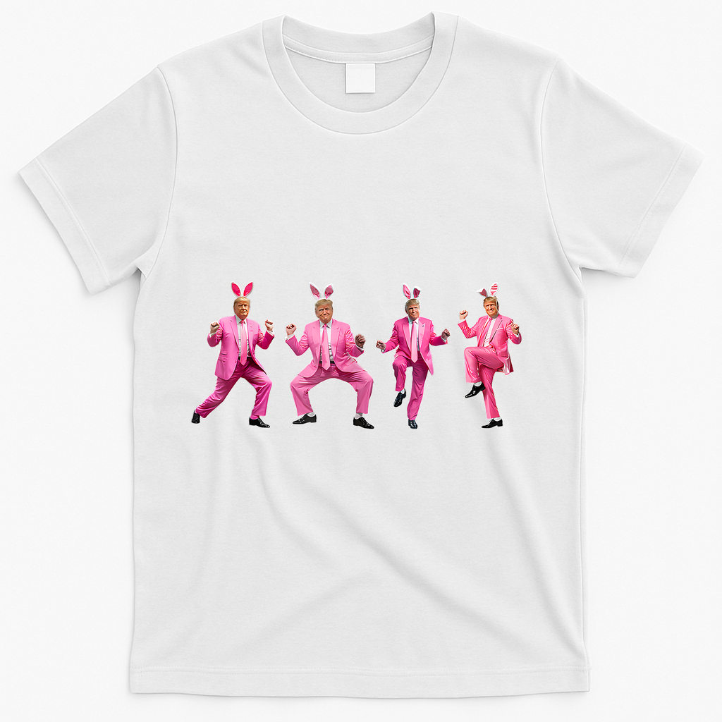 Cute Trump Dance Easter Day Bunny Funny Trump Easter Day T-Shirt - White