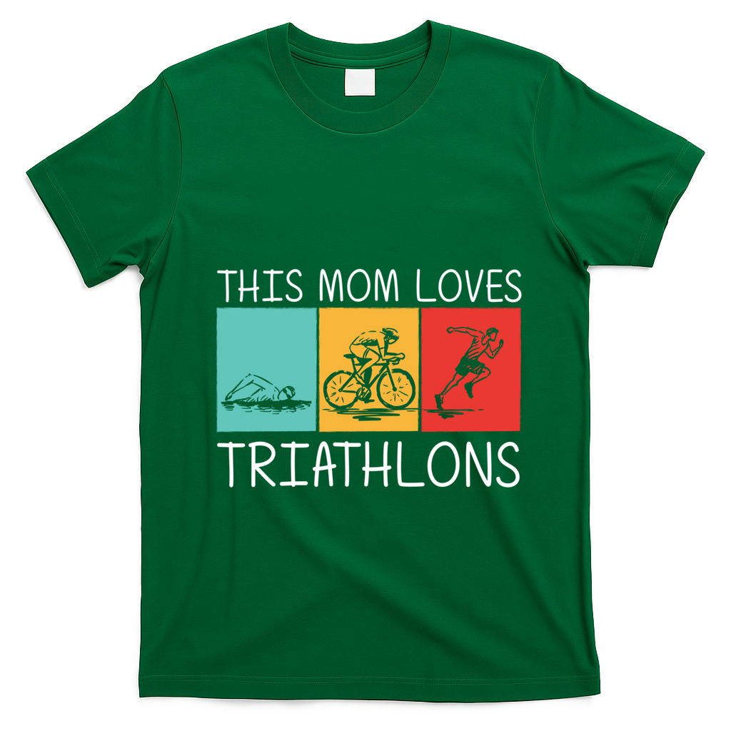 Cool Triathlon For Mom Mother Swimming Running Swim Bike Run Gift T-Shirt - Irish Green