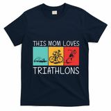 Cool Triathlon For Mom Mother Swimming Running Swim Bike Run Gift T-Shirt - Navy Blue