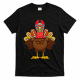 Cool Thanksgiving Football Gobble Player Turkey Gift T-Shirt - Black