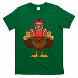 Cool Thanksgiving Football Gobble Player Turkey Gift T-Shirt - Green