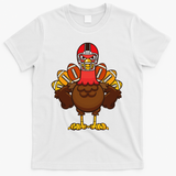 Cool Thanksgiving Football Gobble Player Turkey Gift T-Shirt - White