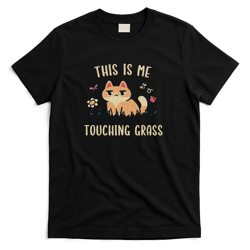 Cat Touching Grass - Black