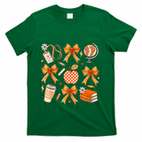 Coquette Teacher Game Day Fall Autumn Book Coffee T-Shirt - Green