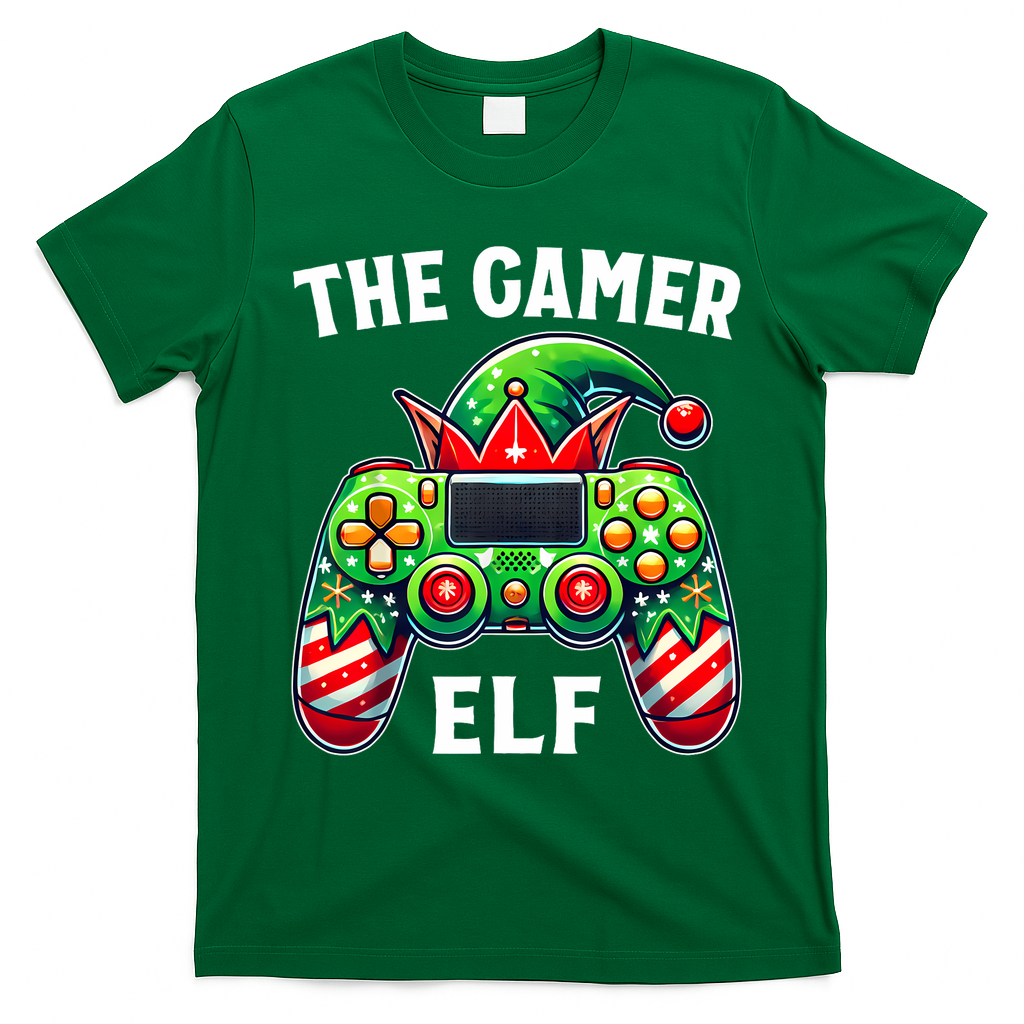 Christmas The Gamer Elf Video Gaming T-Shirt - Irish Green