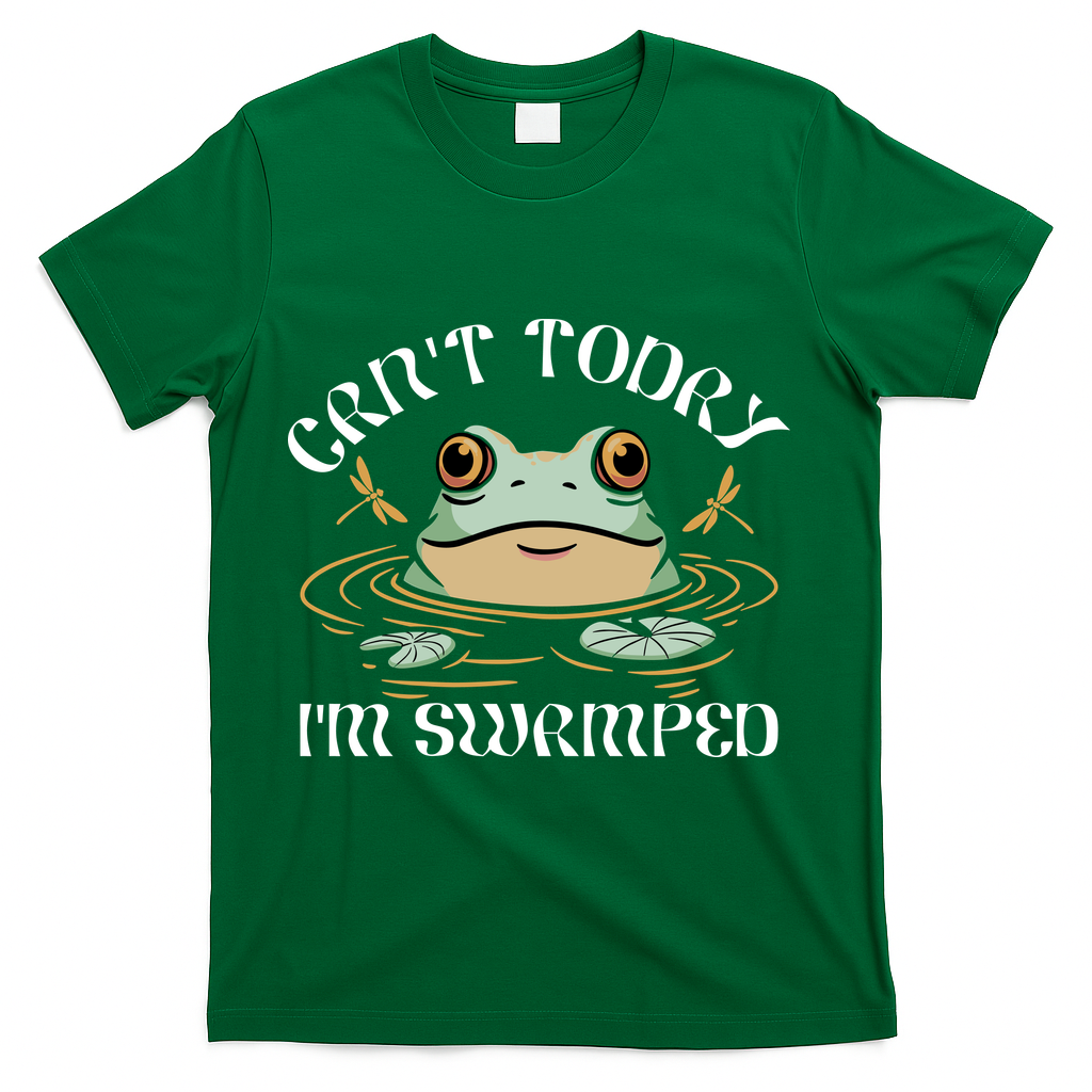 Can't Today I'm Swamped Toad Frog Meme T-Shirt - Green