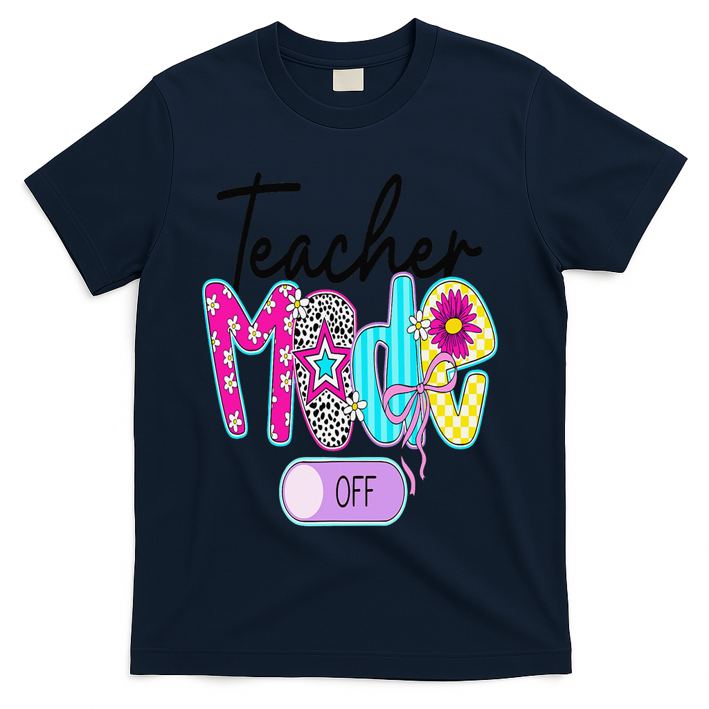 Coquette Teacher Mode Off Class Dismissed Last Day Of T-Shirt - Navy