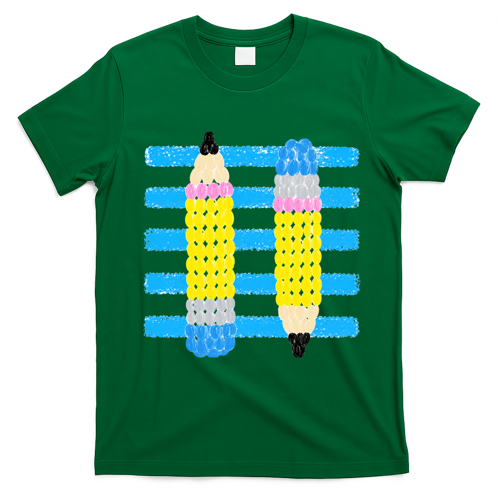 Coastal Teacher Pencils Stripes Back To School Gift T-Shirt - Irish Green