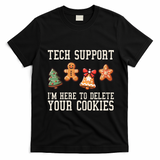 Christmas Tech Support Here To Delete Cookies Funny T-Shirt - Black