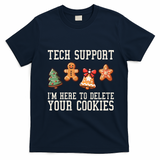 Christmas Tech Support Here To Delete Cookies Funny T-Shirt - Navy Blue