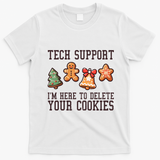 Christmas Tech Support Here To Delete Cookies Funny T-Shirt - White