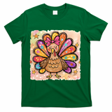 Cute Thanksgiving Turkey Colorful Portrait T-Shirt - Green