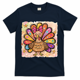 Cute Thanksgiving Turkey Colorful Portrait T-Shirt - Navy