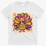 Cute Thanksgiving Turkey Colorful Portrait T-Shirt - White