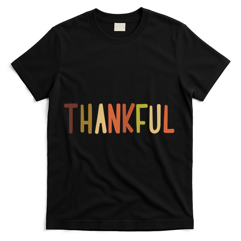 Cute Thankful Thanksgiving T-Shirt - Black