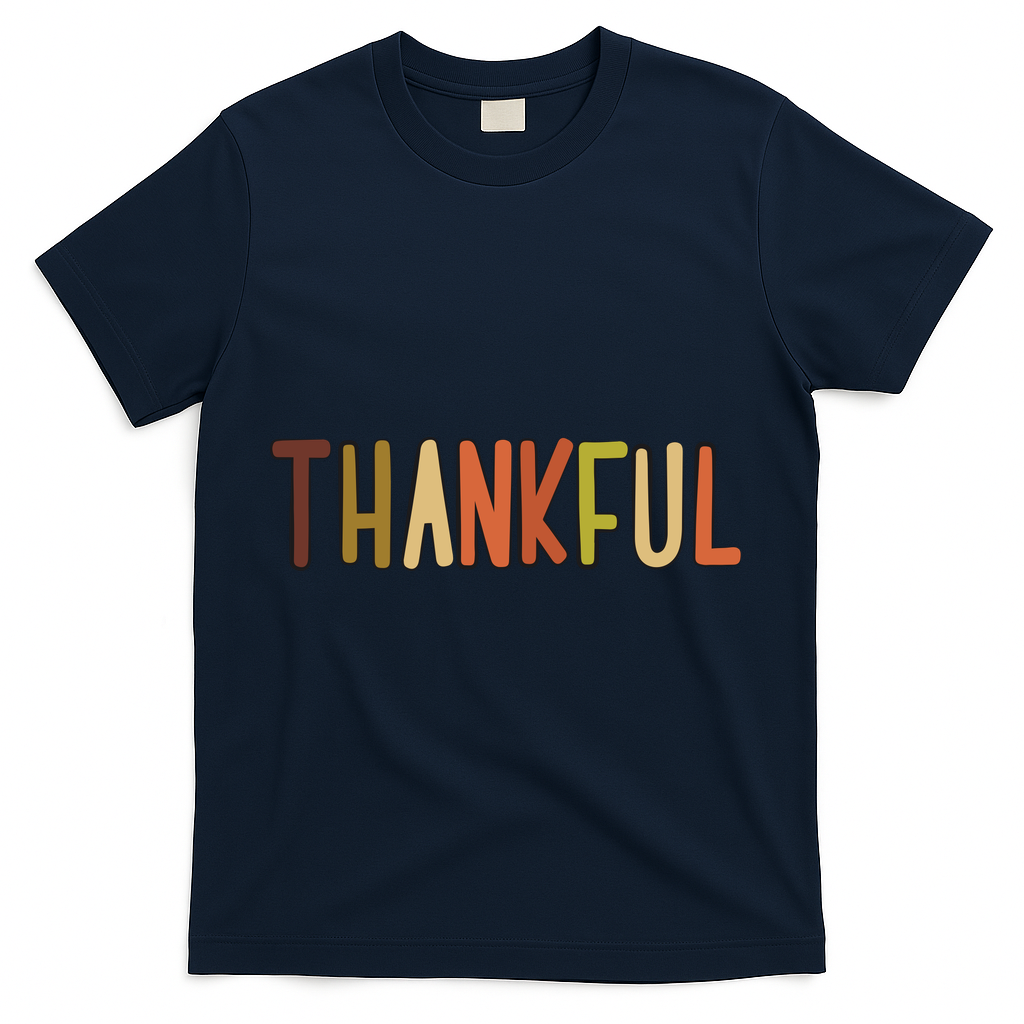 Cute Thankful Thanksgiving T-Shirt - Navy