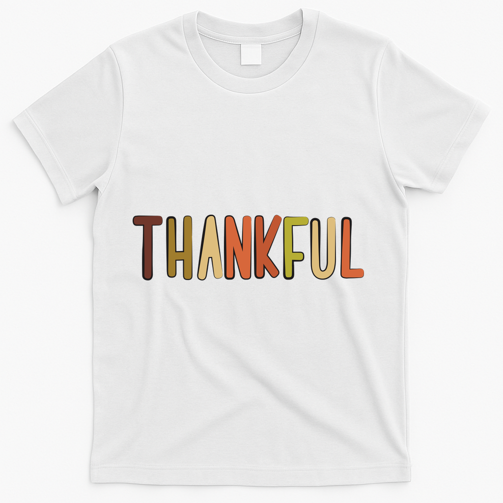 Cute Thankful Thanksgiving T-Shirt - White
