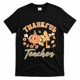Cute Thanksgiving Thankful Teacher T-Shirt - Black