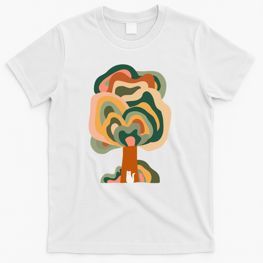 Cat under a tree - White