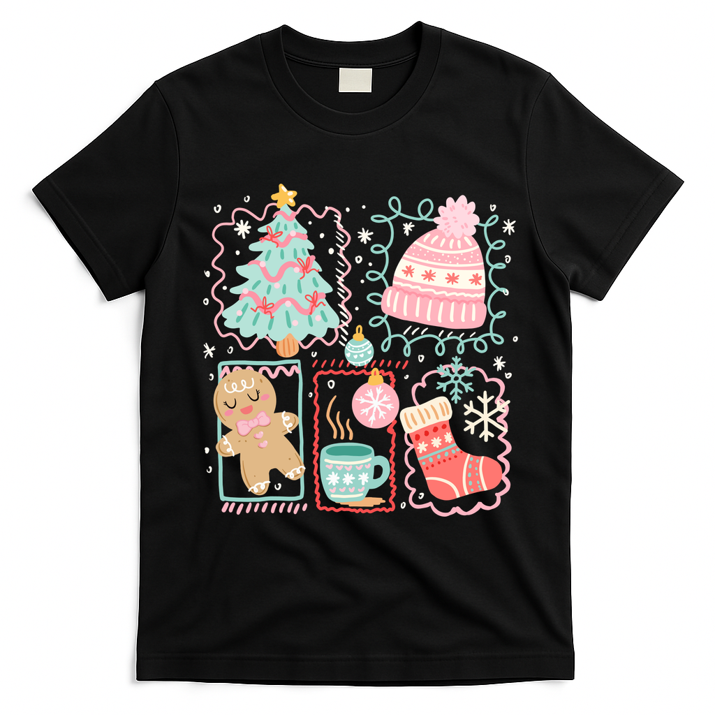 Cute Ugly Christmas Design Tree Coquette T-Shirt - Black