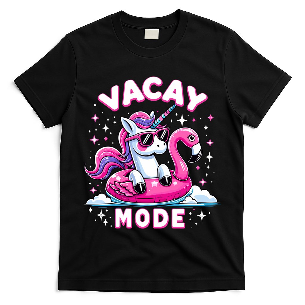 Cute Unicorn Vacay Mode Funny Family Vacation Flamingo Gift T-Shirt