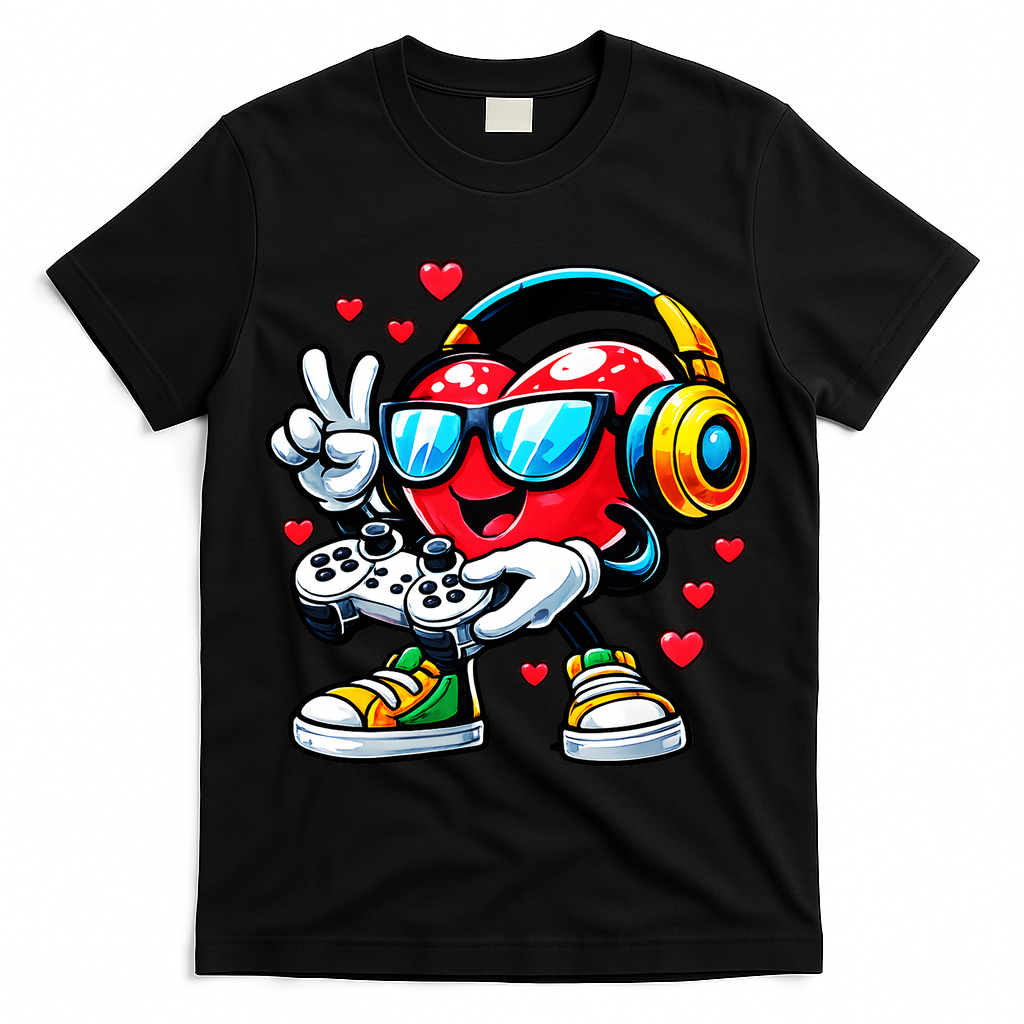 Cool Valentine's Day Gamer Heart Love Gaming T-Shirt