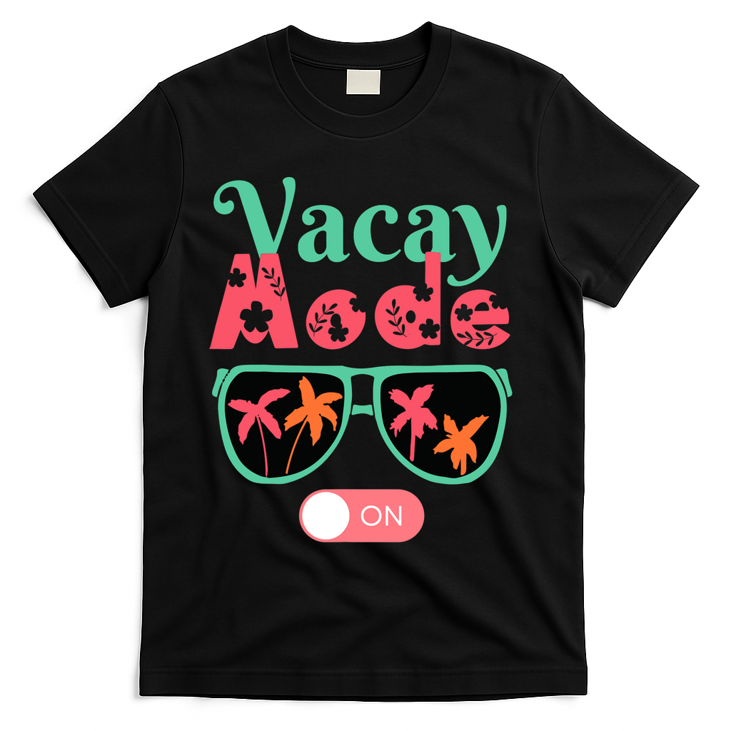 Cute Vacay Mode Summer On Funny Family Vacation T-Shirt - Black