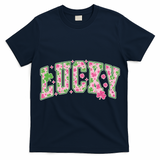 Cute Varsity Style St Patrick's Day Pink And Green Lucky T-Shirt