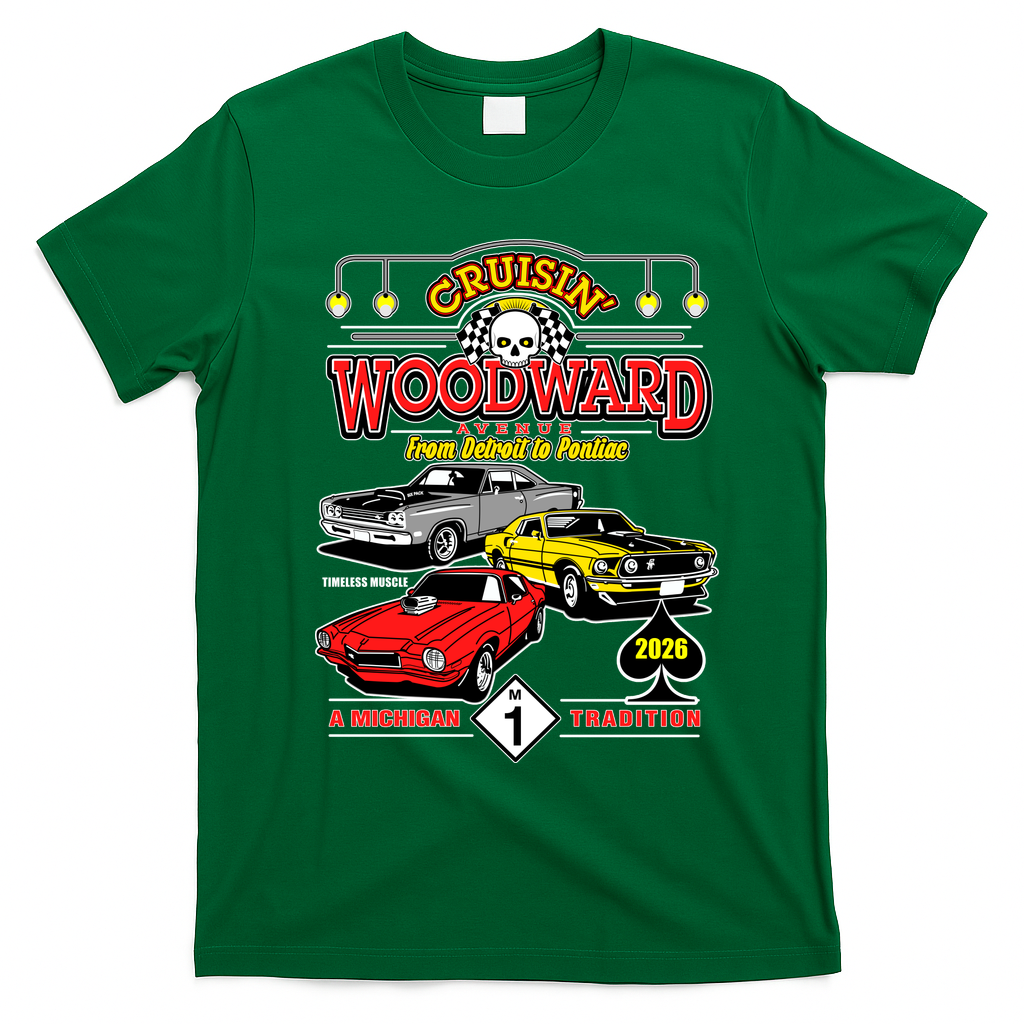 Cruisin’ Woodward Avenue Vintage Car 2026 T-Shirt - Irish Green