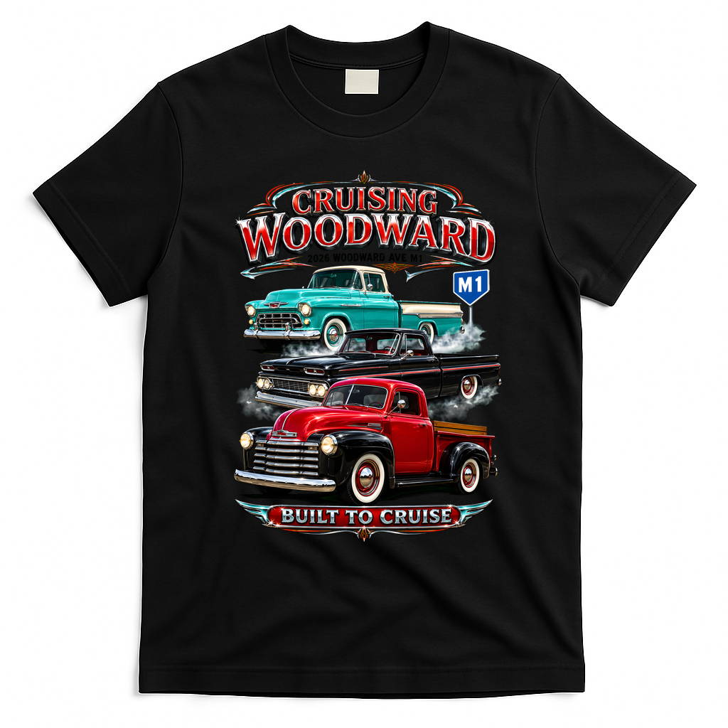 Cruising Woodward Classic Truck 2026 M1 Vintage Auto Lover Gift T-Shirt - Black