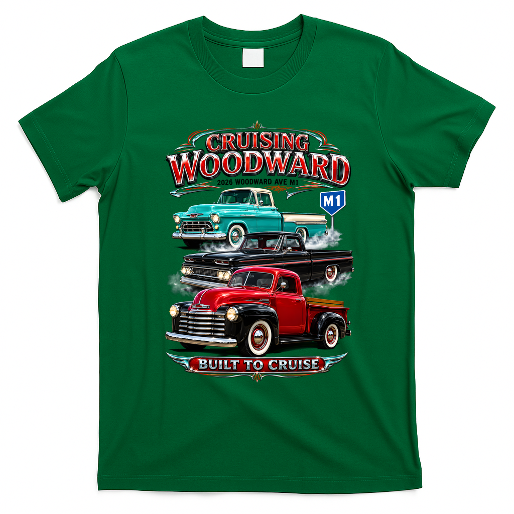 Cruising Woodward Classic Truck 2026 M1 Vintage Auto Lover Gift T-Shirt - Irish Green