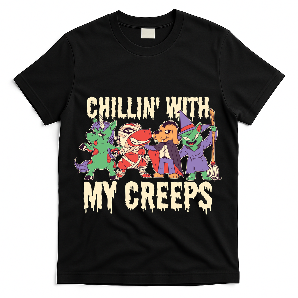 Chillin With My Creeps Halloween Animals T-Shirt