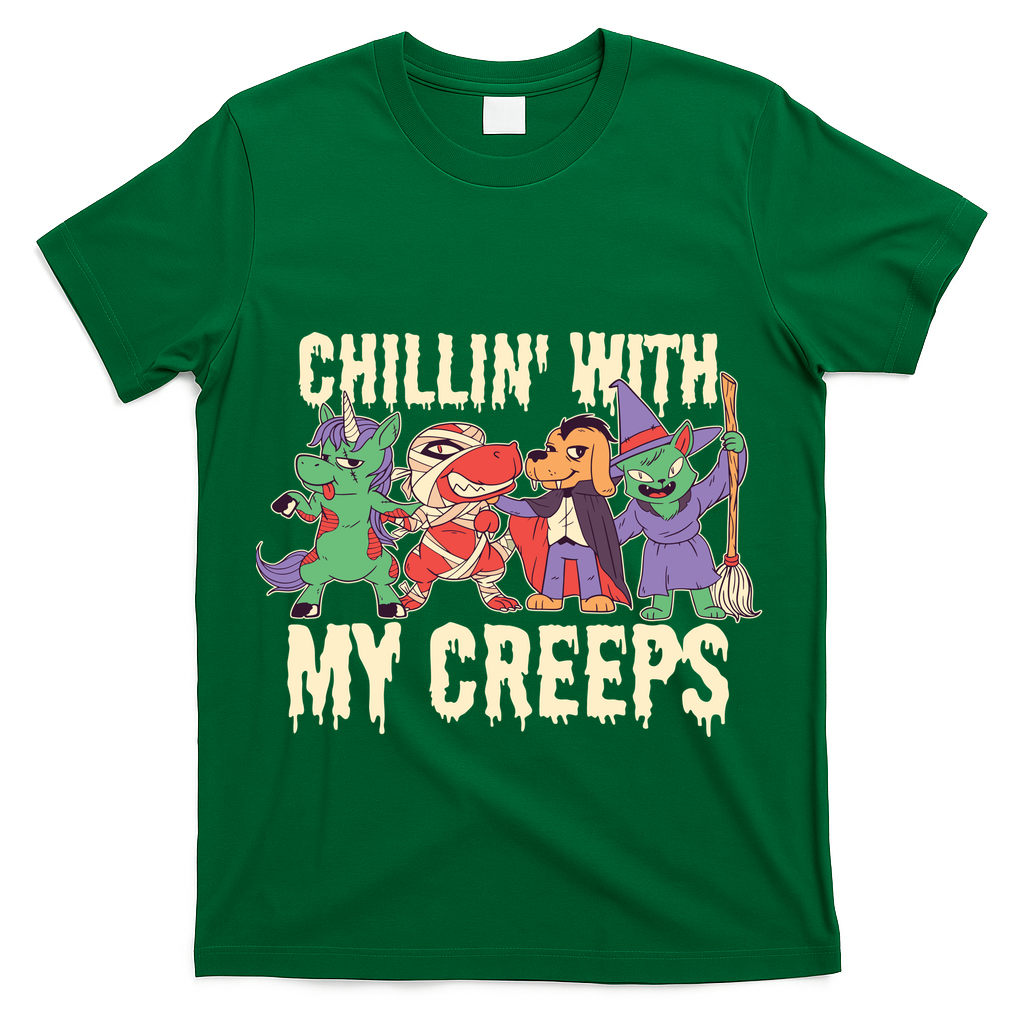 Chillin With My Creeps Halloween Animals T-Shirt