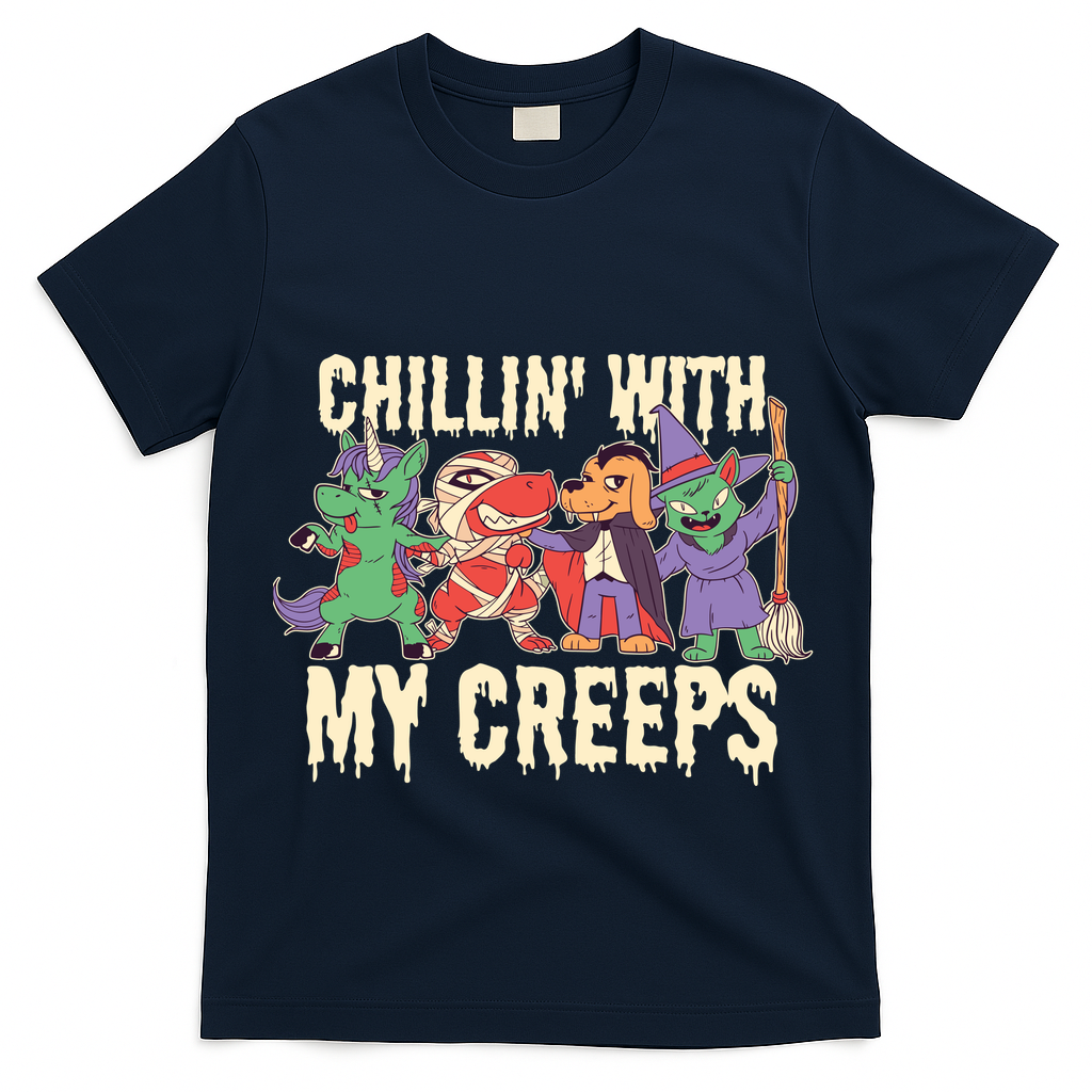 Chillin With My Creeps Halloween Animals T-Shirt