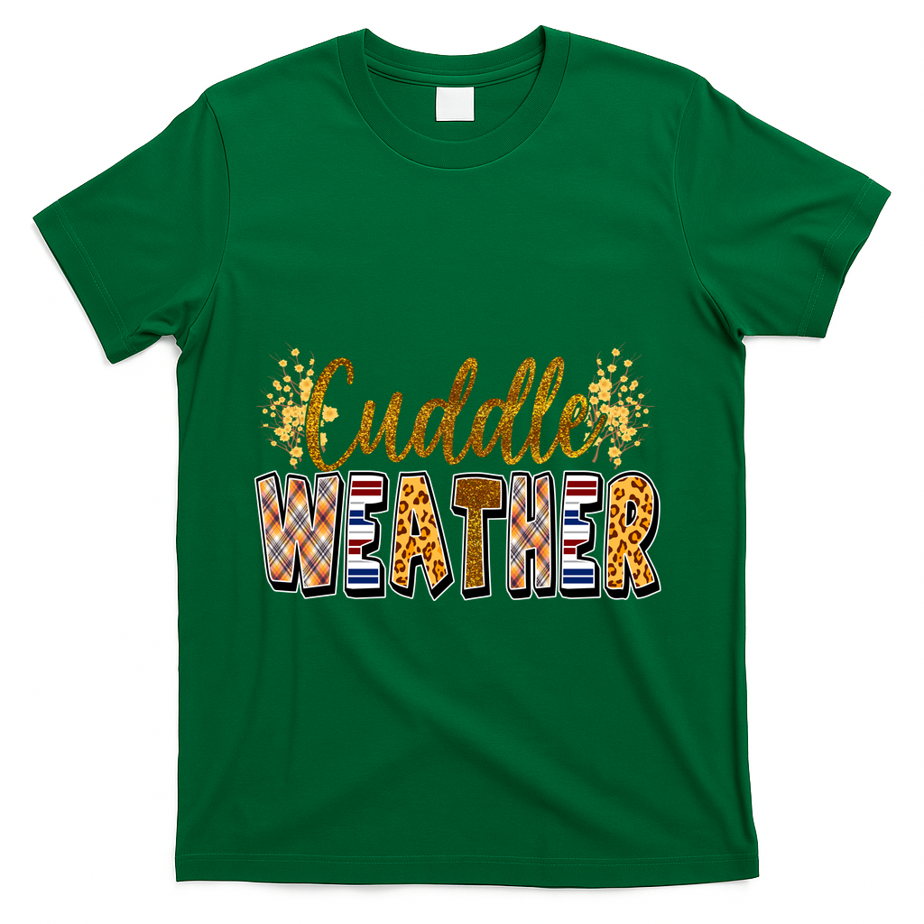 Cuddle Weather Cute Fall Pattern T-Shirt - Green