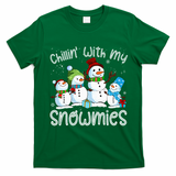 Chillin With My Snowmies Ugly Snowman Christmas T-Shirt - Irish Green