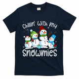 Chillin With My Snowmies Ugly Snowman Christmas T-Shirt - Navy Blue