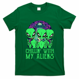 Chillin With My Aliens Group Halloween T-Shirt - Irish Green