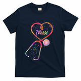 Cute Watercolor Nurse Heart Stethoscope T-Shirt - Navy