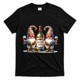 Christmas Wine Santa Gnomes For Xmas Holiday Cheer T-Shirt - Black